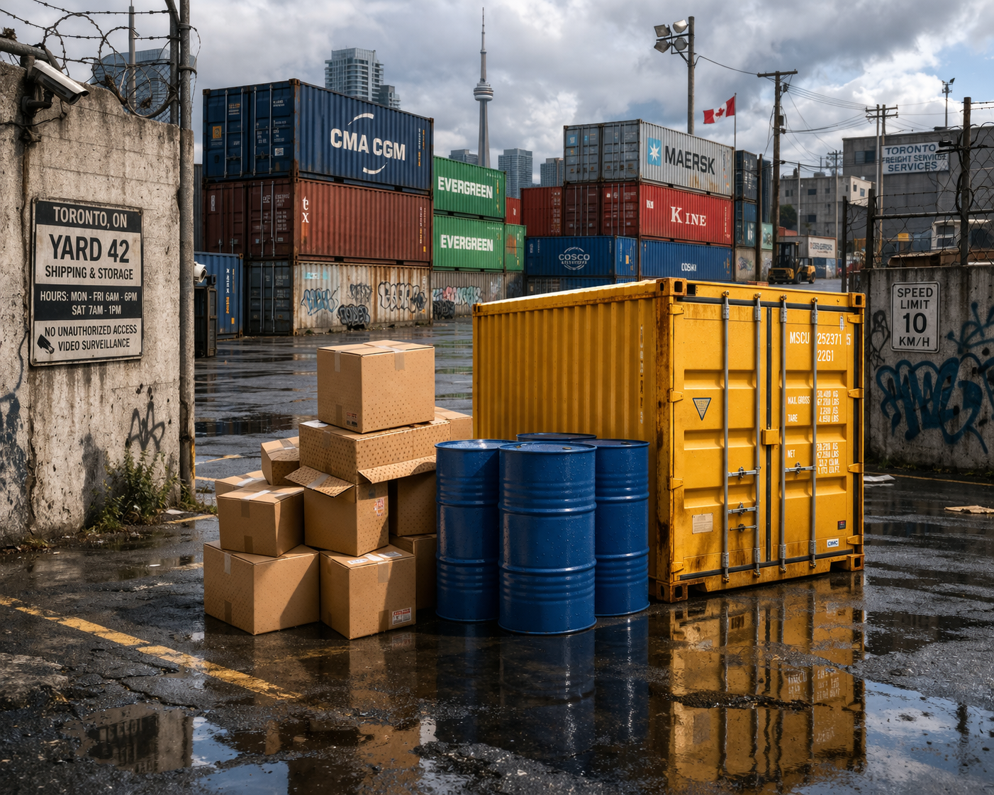 Puerto industrial en Toronto con containers